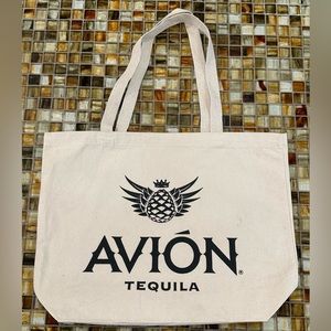 New Avion Tequila Large Canvas Tote Bag~Natural with Black Logo~Handles/Straps